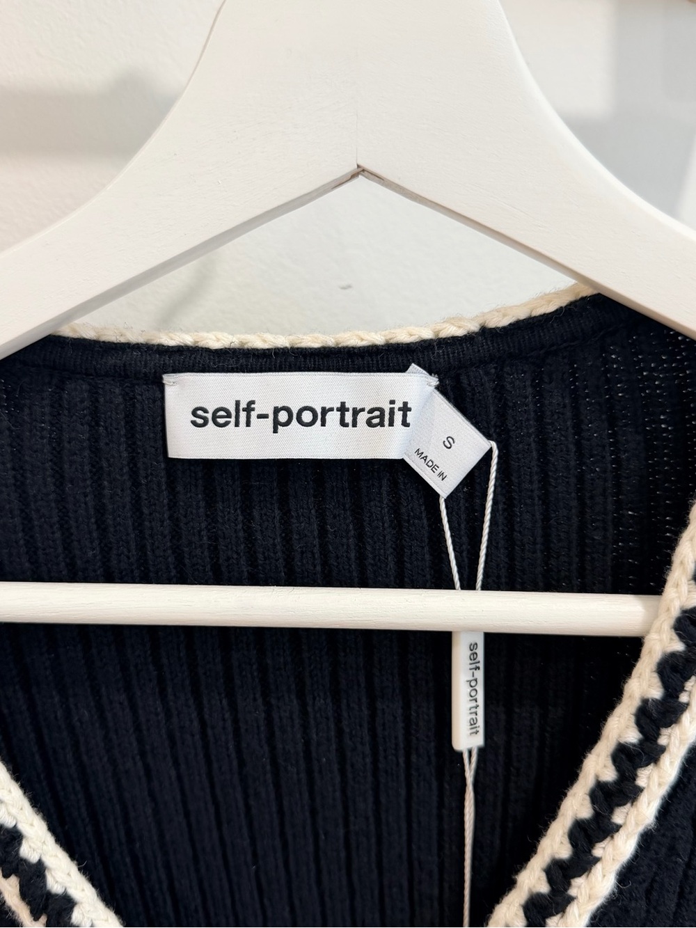 Self-portrait black melange knit cardigan - Picture 2 of 7